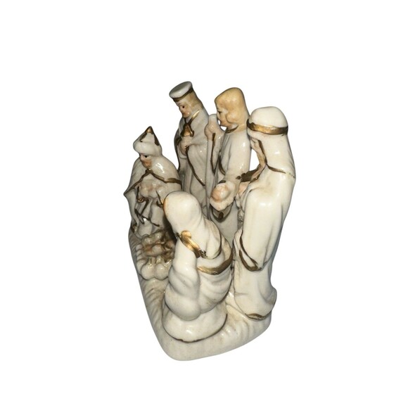 Vintage International Bazaar Nativity Scene Porcelain Gold Trim - Picture 3 of 16